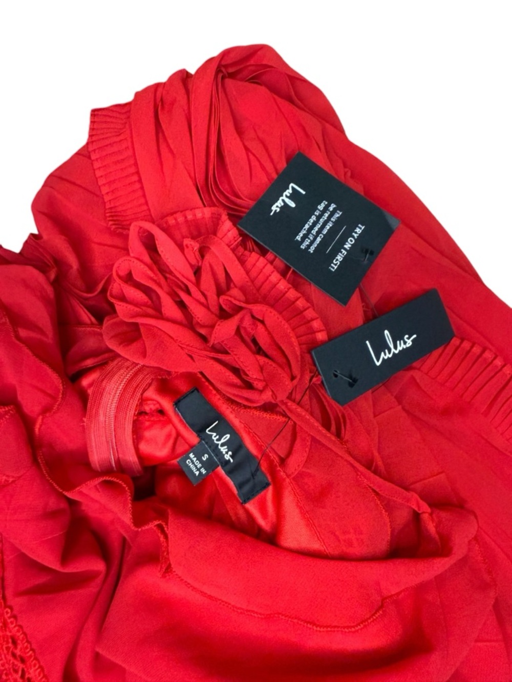 Lulu's Red Ruffle Pleated Midi Dress - Picture 6 of 6